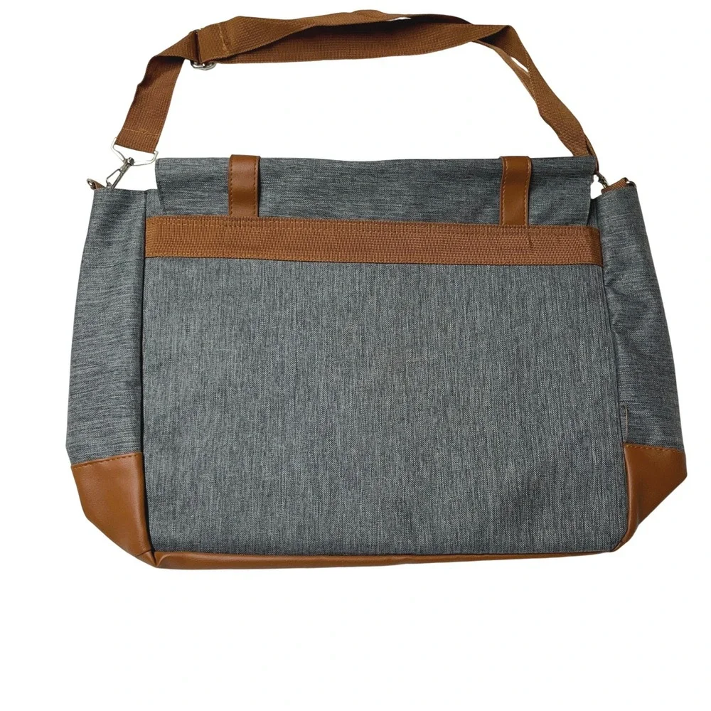 Prestige 20x13‎ Grey Messenger Bag Faux Leather Adjustable Strap Handles READ